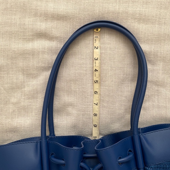 •NWT Proenza Schouler Raffia Leather Large Ruched Tote & Zip Pouch Cobalt/Silver - Picture 16 of 16